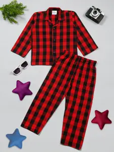 Little Musketeer Boys Checked Pure Cotton Shirt With Pyjamas