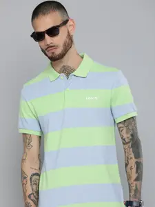 Levis Striped Polo Collar Pure Cotton Slim Fit T-shirt