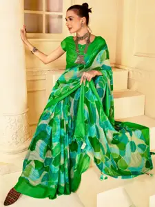 KALINI Green Pure Georgette Designer Saree