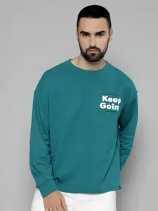 Maniac Men Teal Printed Sweatshirt