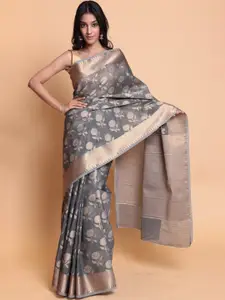 ZARI Floral Woven Design Pure Cotton Banarasi Saree