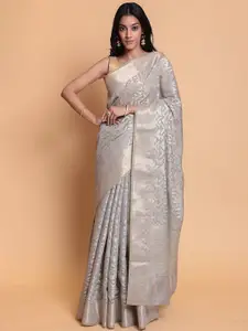 ZARI Geometric Woven Design Pure Cotton Banarasi Saree
