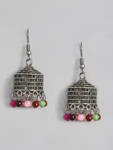 Sangria Silver-Plated Dome Shaped Drop Earrings