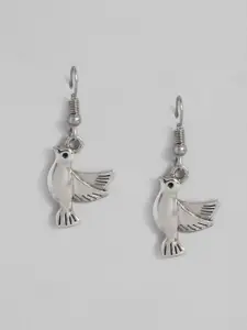 Sangria Silver-Plated Bird Shaped Drop Earrings