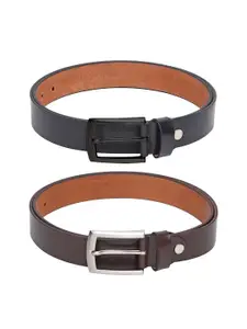 Roadster Set Of 2 Black & Brown Breathable Leather Belts
