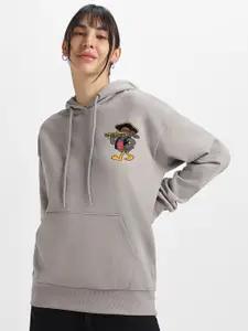 JUNEBERRY Printed Hooded Fleece Oversized Sweatshirt