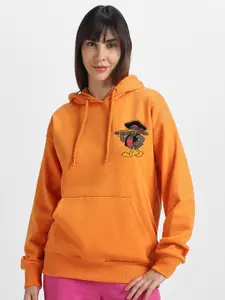 JUNEBERRY Printed Hooded Fleece Oversized Sweatshirt