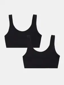 Sillysally Girls Pack of 2 Full Coverage Beginners Sports Bra With All Day Comfort