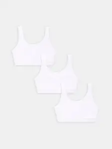 Sillysally Girls Pack of 3 Full Coverage Beginners Sports Bra With All Day Comfort