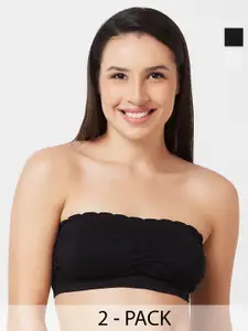 FashionRack Pack Of 2 Half Coverage Lightly Padded Cotton Bandeau Bra With All Day Comfort