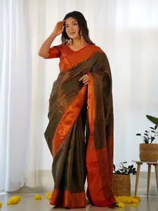ALMAARI FASHION Green Ethnic Motifs Pure Silk Designer Kanjeevaram Saree