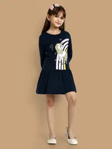 YK Girls Graphic Printed Cotton Drop-Waist Dress