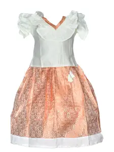 BAESD Girls Embellished Ruffled Ready to Wear Paavadai Sattai Lehenga & Blouse Set