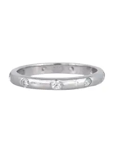 RATNAVALI JEWELS Silver-Plated American Diamond-Studded Finger Ring