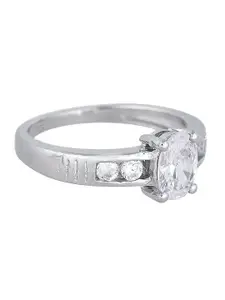 RATNAVALI JEWELS Silver-Plated American Diamond-Studded Finger Ring