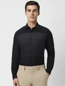 Van Heusen Men Black Slim Fit Striped Formal Shirt