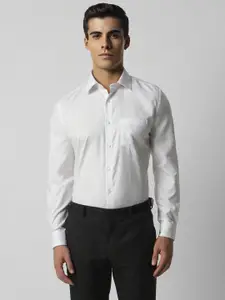 Van Heusen Geometric Self Design Spread Collar Pure Cotton Formal Shirt