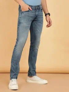 Wrangler Men Skanders Slim Fit Low Distress Low-Rise Heavy Fade Jeans