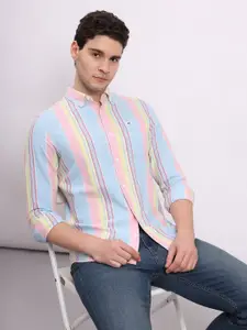 Lee  Slim Fit Vertical Striped Pure Cotton Casual Shirt