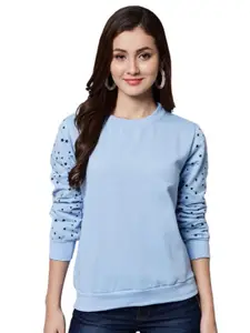 Funday Fashion Conversational Printed Round Neck Fleece Pullover Sweatshirt