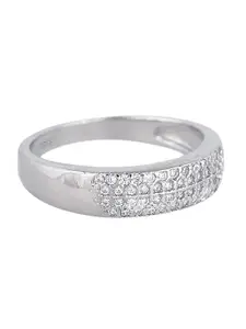 RATNAVALI JEWELS Silver-Plated American Diamond Studded Finger Ring