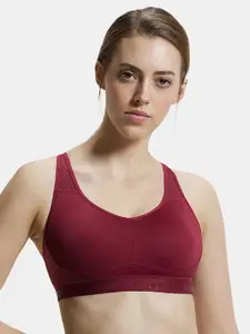 Jockey Full Coverage Lightly Padded Wirefree Stretchable Sports Bra With Anti Microbial