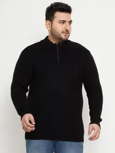 Club York Plus Size Ribbed Mock Collar Acrylic Pullover Sweater