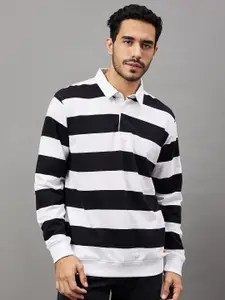 Club York Men White Striped Sweatshirt