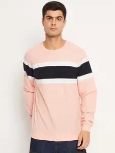 Club York Men Pink Striped Sweatshirt