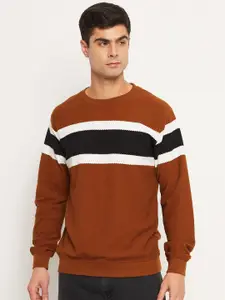 Club York Men Brown Striped Sweatshirt