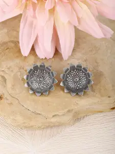 Sangria Silver Plated Oxidised Stud Earrings