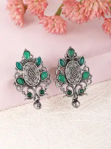 Sangria Silver-Plated Oxidised Drop Earrings