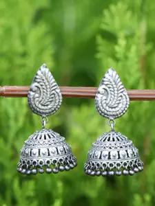 Sangria Oxidised Silver-Plated Jhumkas