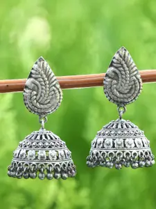 Sangria Silver-Plated Oxidised Jhumkas