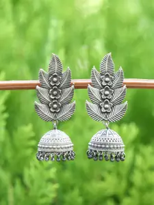 Sangria Silver-Plated Oxidised Jhumkas