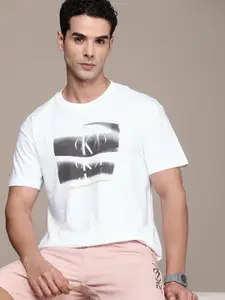 Calvin Klein Jeans Brand Logo Printed Drop-Shoulder Sleeves Pure Cotton T-shirt