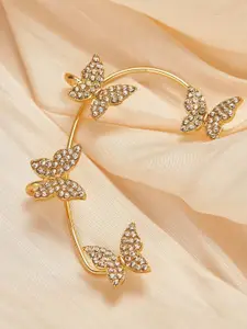 VAGHBHATT Gold-Plated Stone-Studded Ear Cuff Earrings