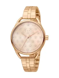 ESPRIT Women Embellished Brass Dial & Stainless Steel Straps Analogue Watch ES1L177M0105