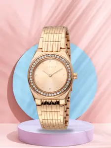 ESPRIT Women Brass Dial & Stainless Steel Straps Embellished Analogue Watch ES1L148M0075