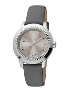 ESPRIT Women Brass Dial & Leather Straps Analogue Watch ES1L351L0025