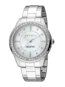 ESPRIT Women Brass Dial & Stainless Steel Straps Embellished Analogue Watch ES1L353M0045