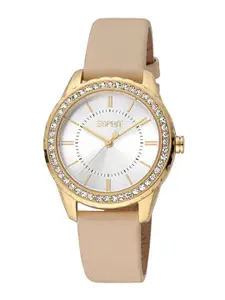ESPRIT Women Embellished Dial Leather Straps Analogue Watch ES1L381L0075