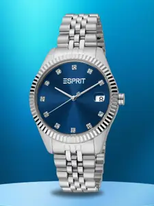 ESPRIT Women Brass Dial & Stainless Steel Straps Embellished Analogue Watch ES1L379M0015