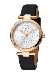 ESPRIT Women Embellished Dial & Leather Straps Analogue Watch ES1L378L0015