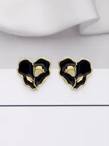 VAGHBHATT Gold-Plated Heart Shaped Stud Earrings