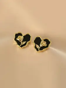 VAGHBHATT Gold-Plated Heart Shaped Studs Earrings