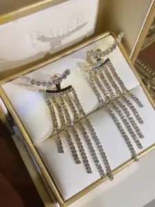 VAGHBHATT Silver Plated Stones Studded Drop Earrings