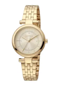 ESPRIT Women Embellished Brass Dial & Stainless Steel Straps Analogue Watch ES1L281M0065