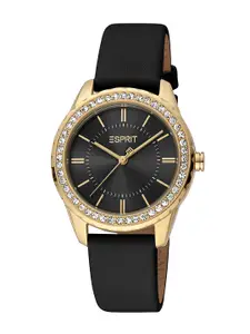 ESPRIT Women Embellished Dial & Leather Straps Analogue Watch ES1L381L0085