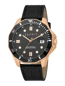 ESPRIT Men Brass Dial & Leather Straps Analogue Watch ES1G390L0035